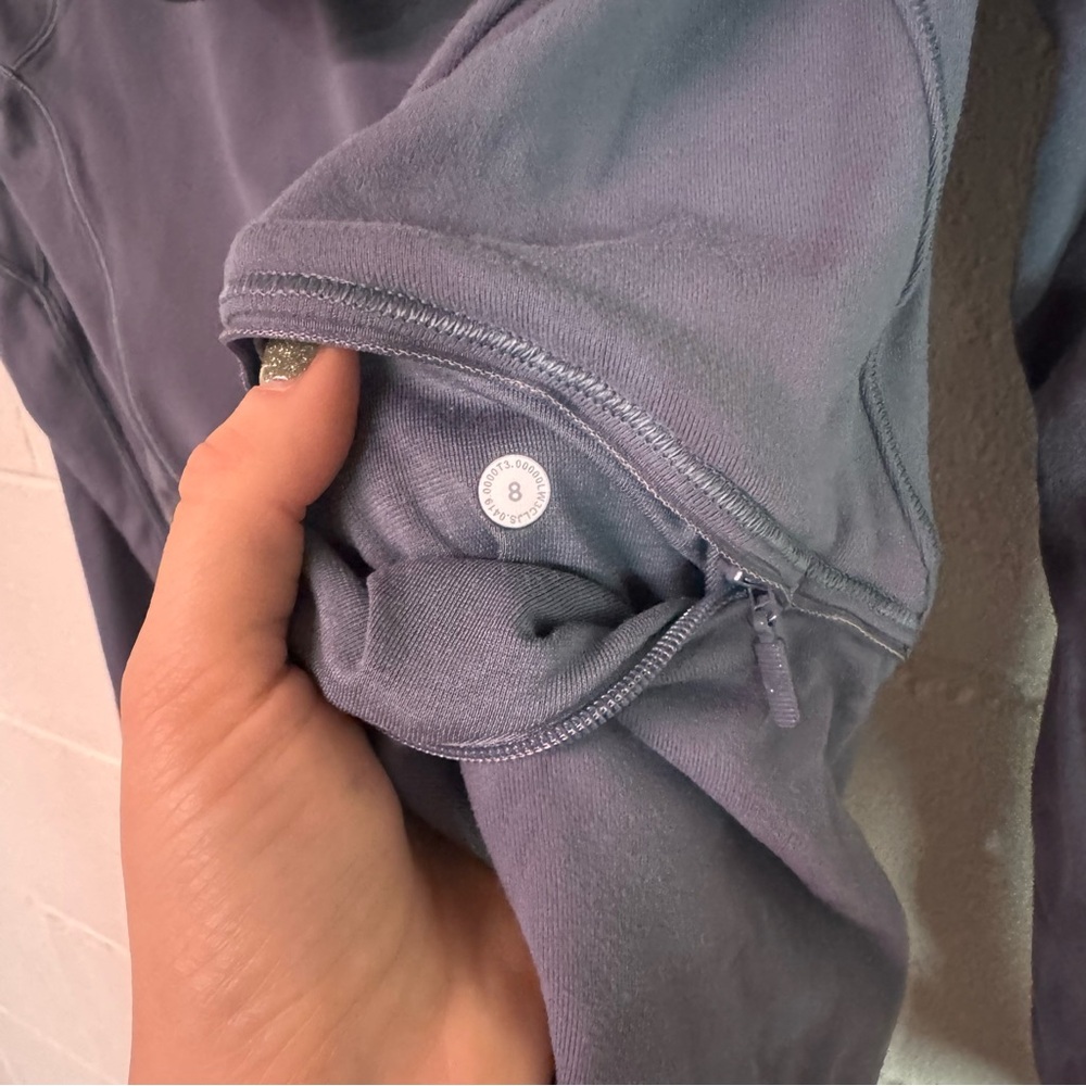 Lululemon Warm Stabilizer 1/2 Zip Hoodie Women's Sz 8 Gray Hooded Thumbholes - Picture 7 of 8